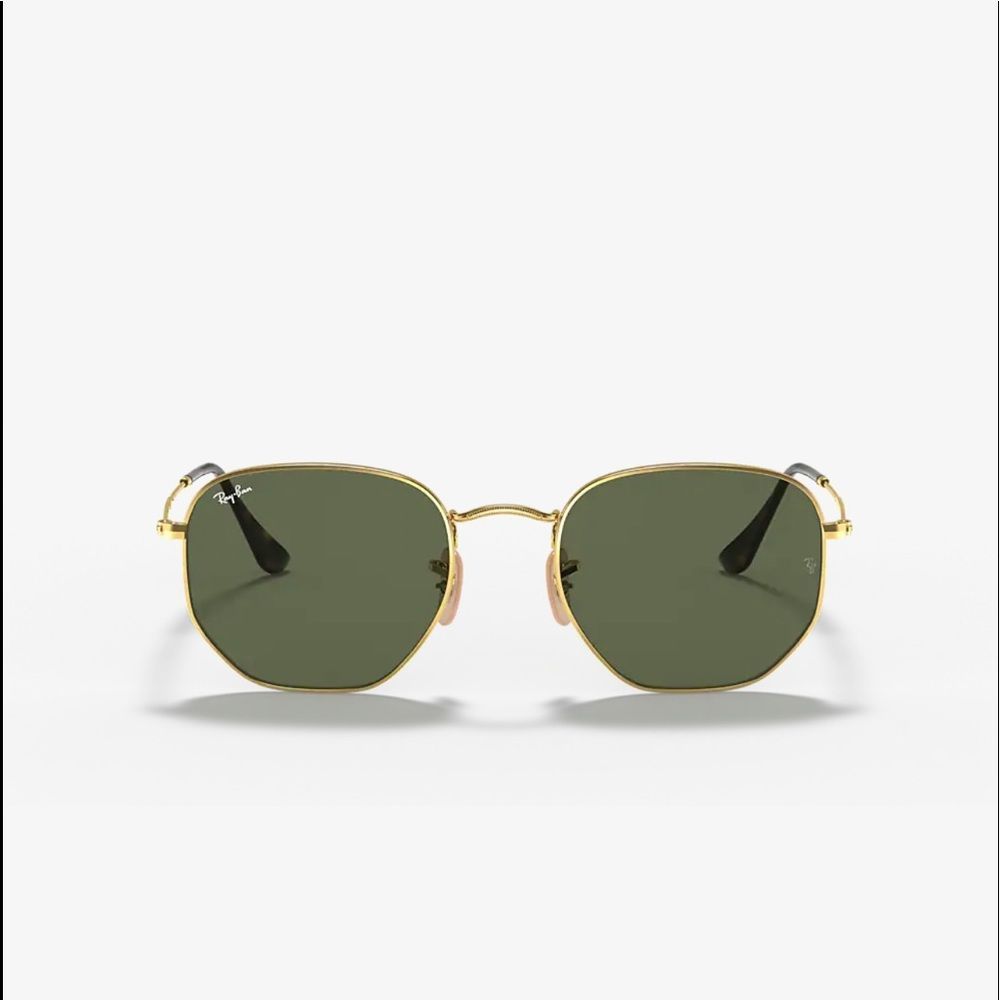 Ray Ban RB3548N HEXAGONAL FLAT LENSES Gold frame G -15 Lens XL 54-21  Unisex NEW - Picture 5 of 9